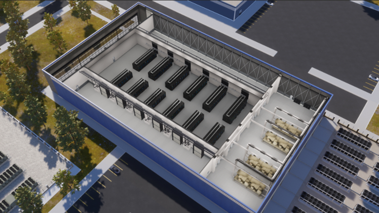 Data Center System in Cutaway of Building