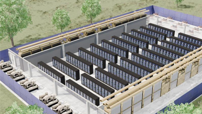 Data Center Cutaway with Server Racks and Cooling Units