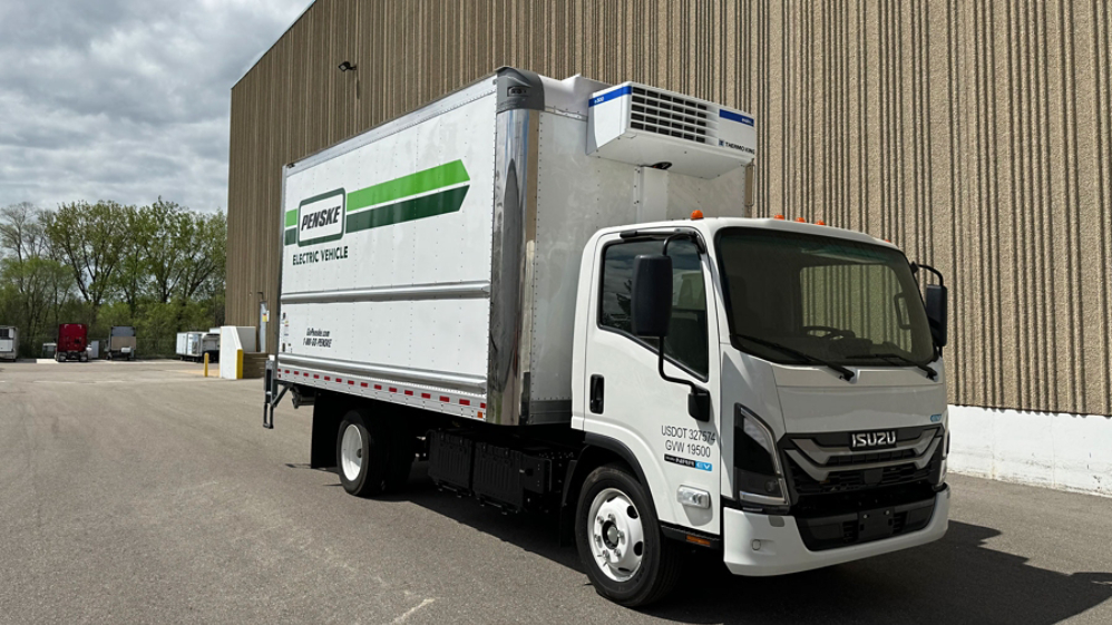 At ACT Expo, Isuzu will showcase Thermo King's e300 transport refrigeration unit on an Isuzu NRR electric vehicle, demonstrating a zero-emission box truck.