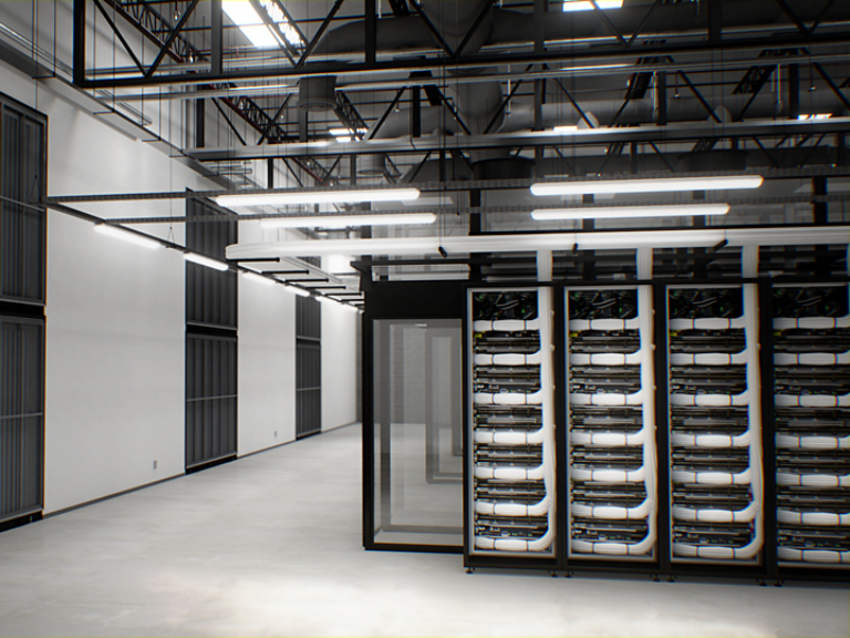 Data Center Internal Server Room with Fan Coil Wall