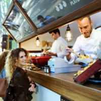Restaurant Serving from Wooden Bar