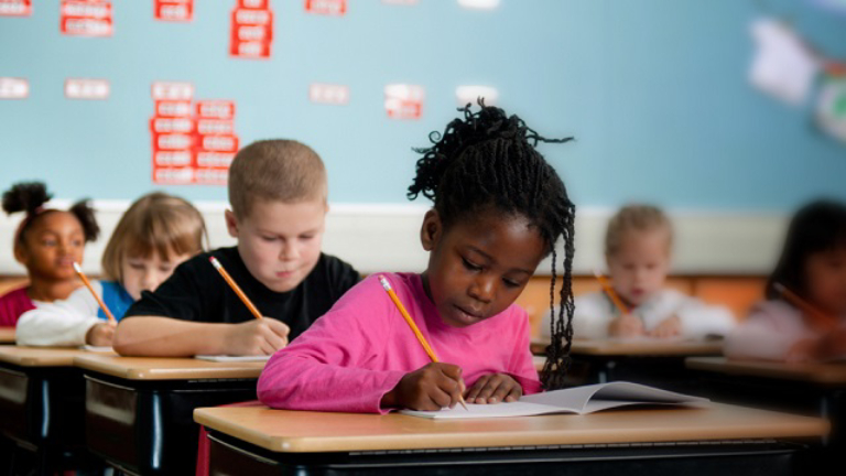 Kids taking test