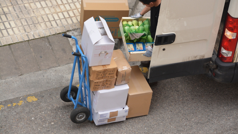 Small truck import delivery stock image