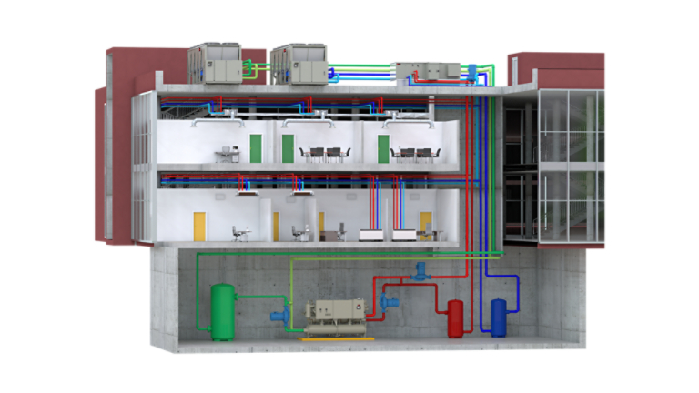 Air-to-Water Cascade Heat Pump System