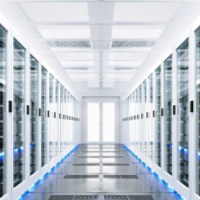 Data server rack center. Backup cloud service. 3D rendering