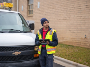 Energy Management Controls Symbio Contractor Technician on Tablet