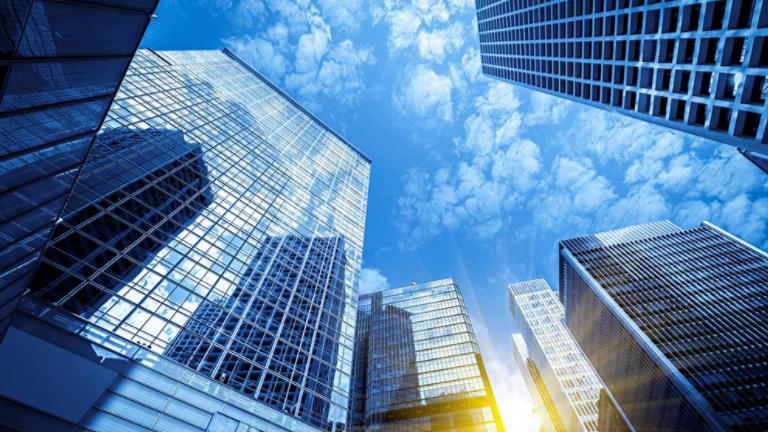 Commercial buildings in Hongkong are low angle, China,