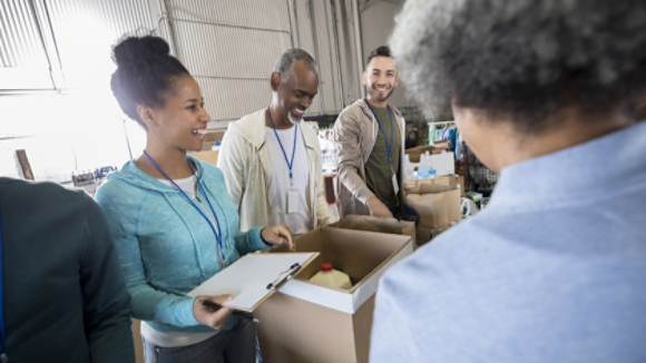 Teamwork Volunteering at Food Bank