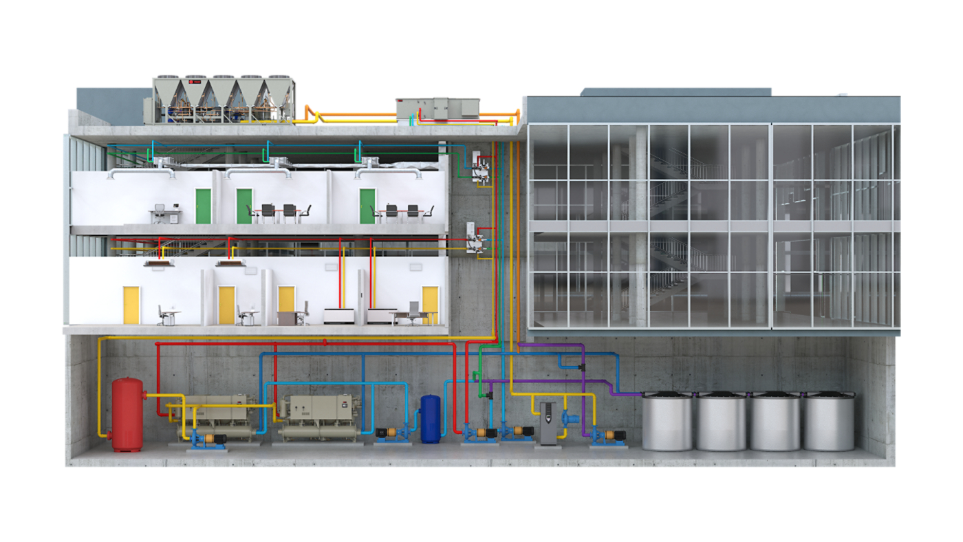 Thermal Battery Storage Source Heat Pump System With Hydronic Branch Conductor Controls