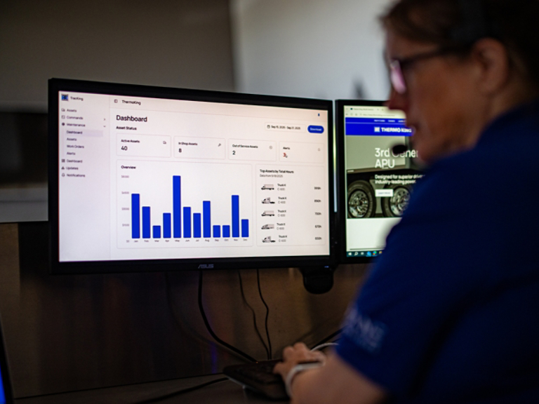 Thermo King Female with Headset and Telematics Dashboard