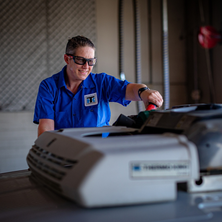 Thermo King Van TRU with Female Service Technician