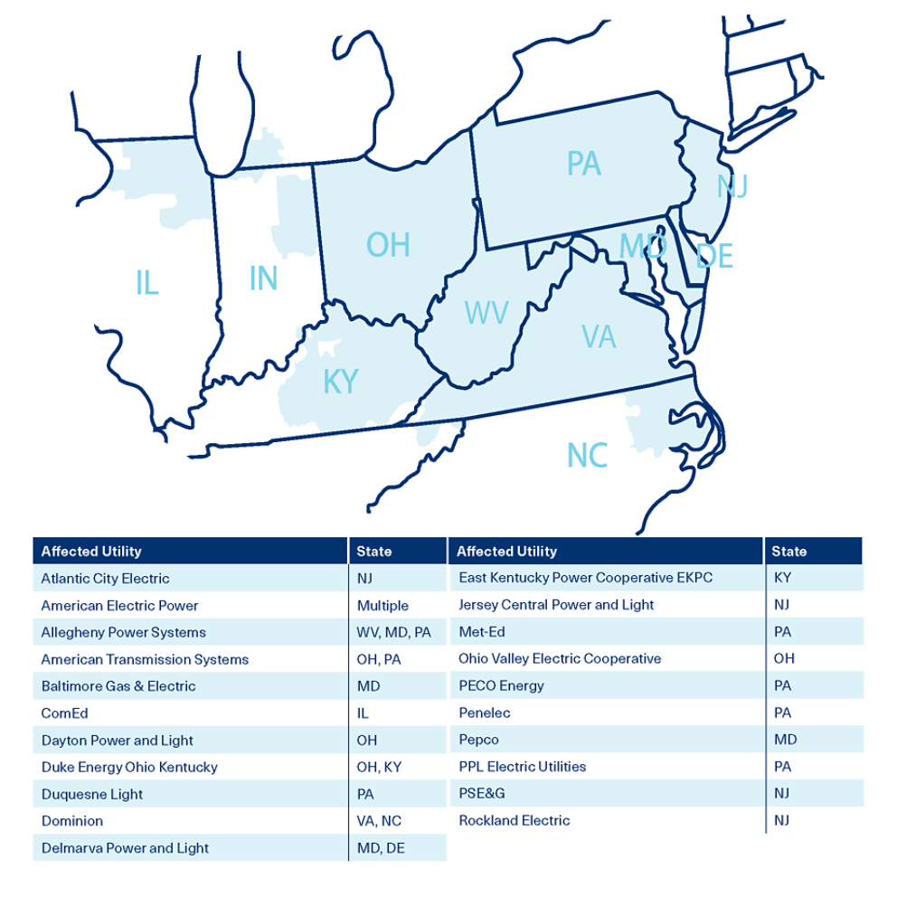 Trane Pennsylvania-New Jersey-Maryland (PJM) Utilities Map