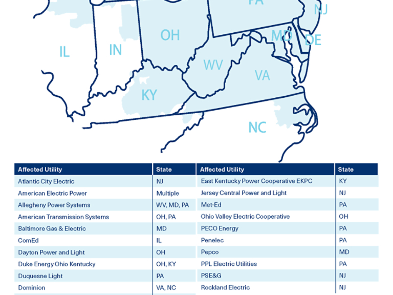 Trane Pennsylvania-New Jersey-Maryland (PJM) Utilities Map