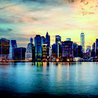 New York city sunset panorama 