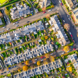 Residential neighborhood in autumn 
