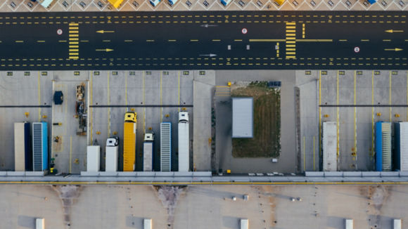 Busy warehouse loading docks