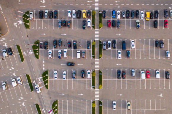 Car parking lot viewed from above