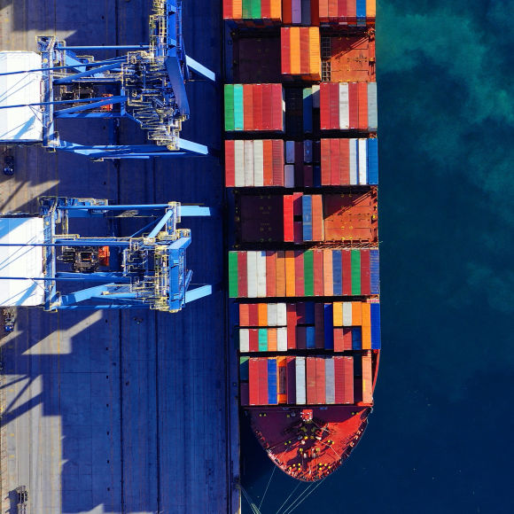 Cargo ship in a loading dock