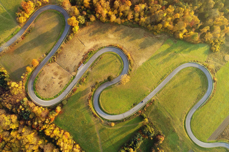 Road in autumn scenery