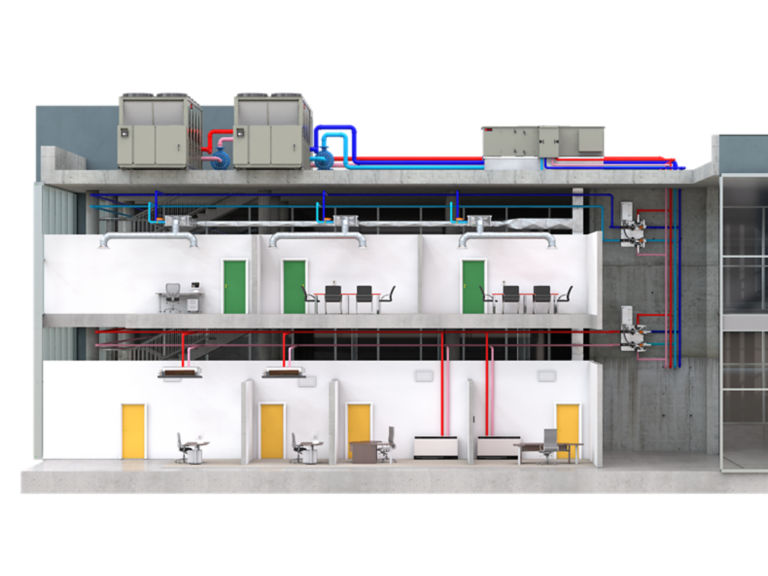 Air-to-Water Heat Pump System with Hydronic Branch Controls