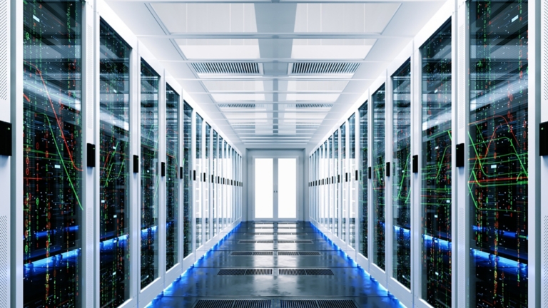 Backup cloud data service center. 3D rendering