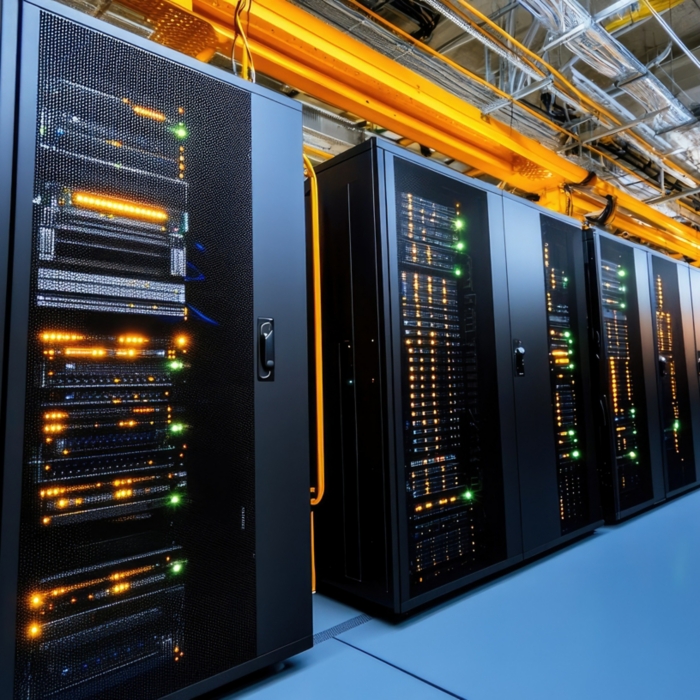 Advanced Data Center Server Racks in High-Tech Facility
