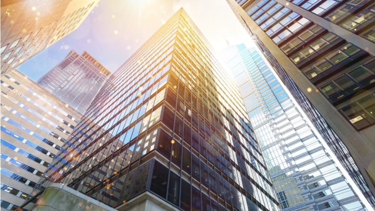 Modern office buildings in city