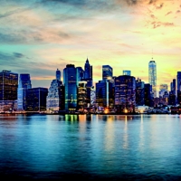 New York city sunset panorama 