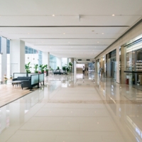 Interior space of department store
