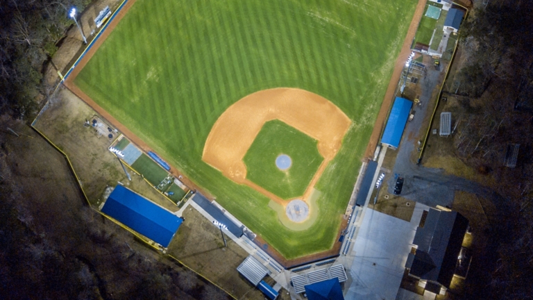 Baseball stadium at night