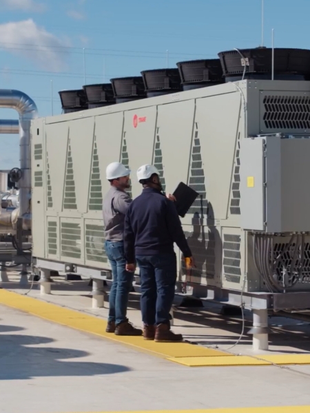 Trane technicians at a data center