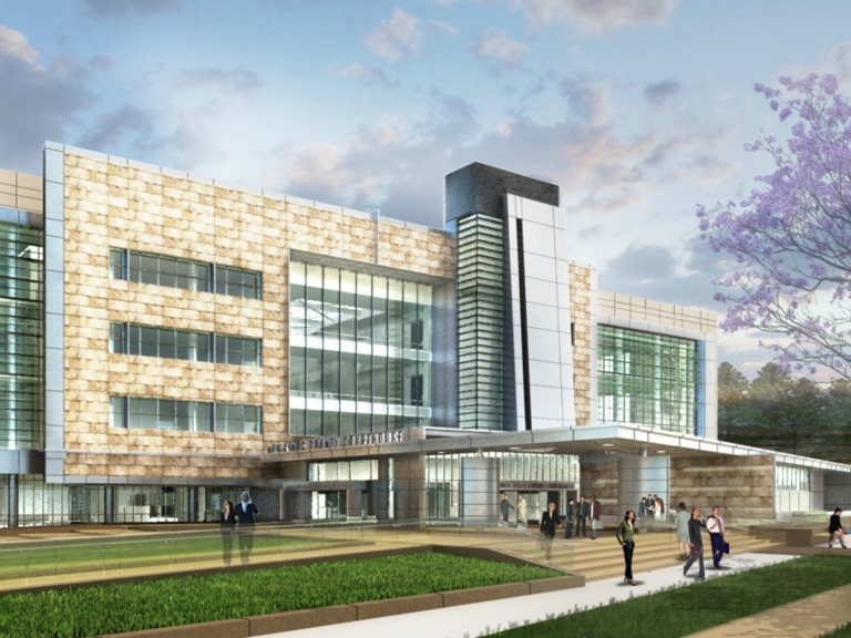 court house with grass and blue sky