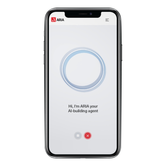 Smartphone with ARIA AI interface displayed