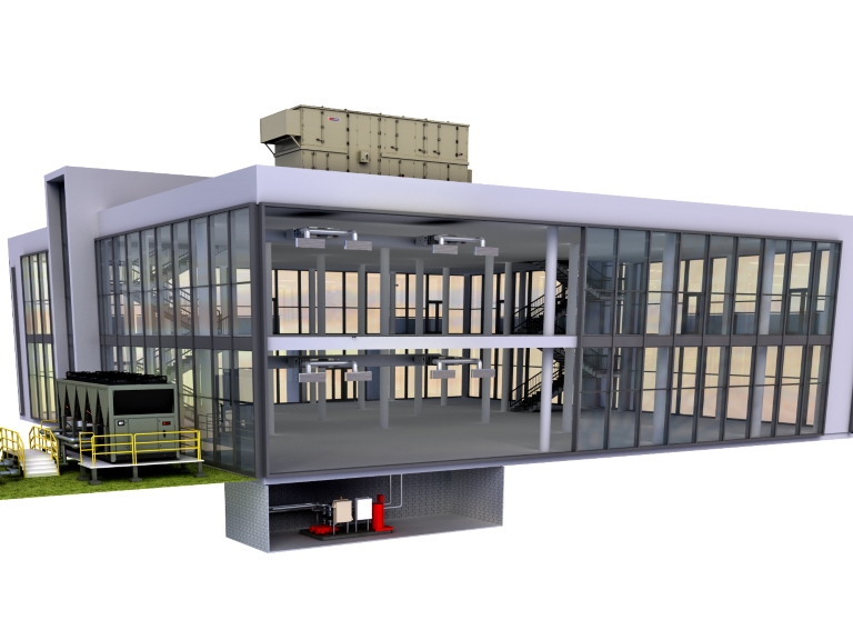 Trane CoolSense HVAC system pairs dedicated outdoor air systems with chilled-water terminal units