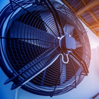 Metal industrial air conditioning vent. HVAC. Ventilation fan.