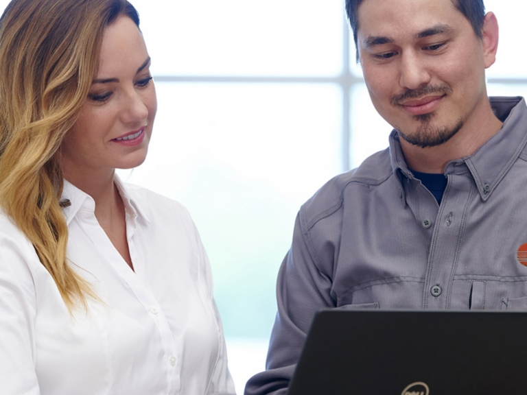 technician and business office woman