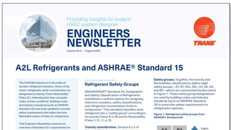 Trane Engineers Newsletter: A2L Refrigerants and ASHRAE® Standard 15